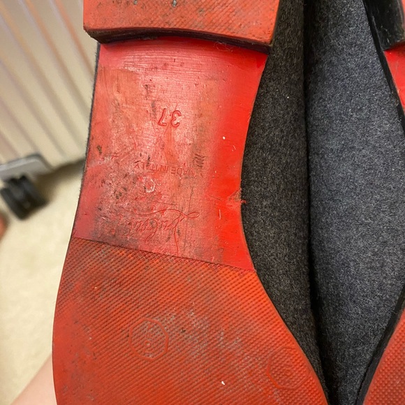 Christian Louboutin Grey Velvet Intern Flats Sz 37 - Picture 5 of 10